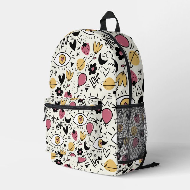 Niedlich Doodle-Liebe Bedruckter Rucksack (Rückseitige Ecke Rechts)