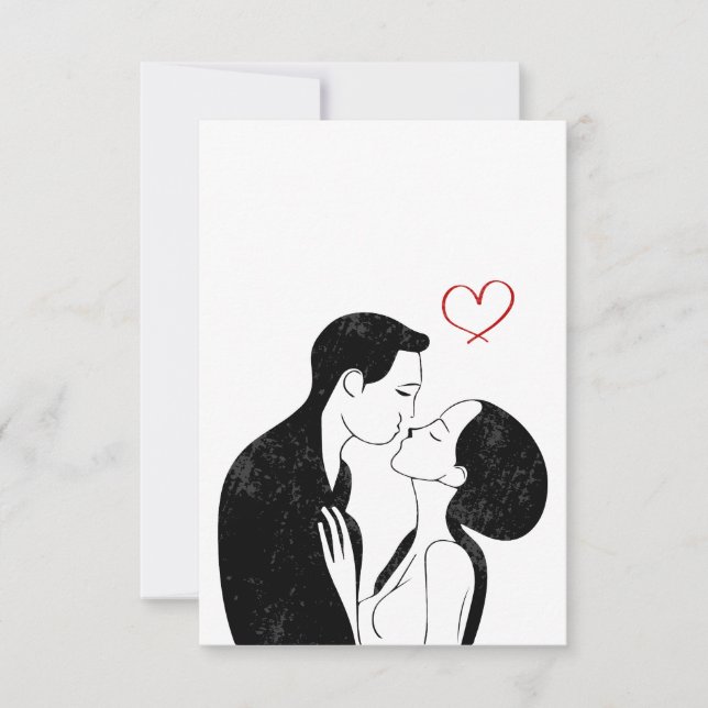 Niedlich Doodle Liebe Herz Romantischer Kuss Dankeskarte (Vorderseite)