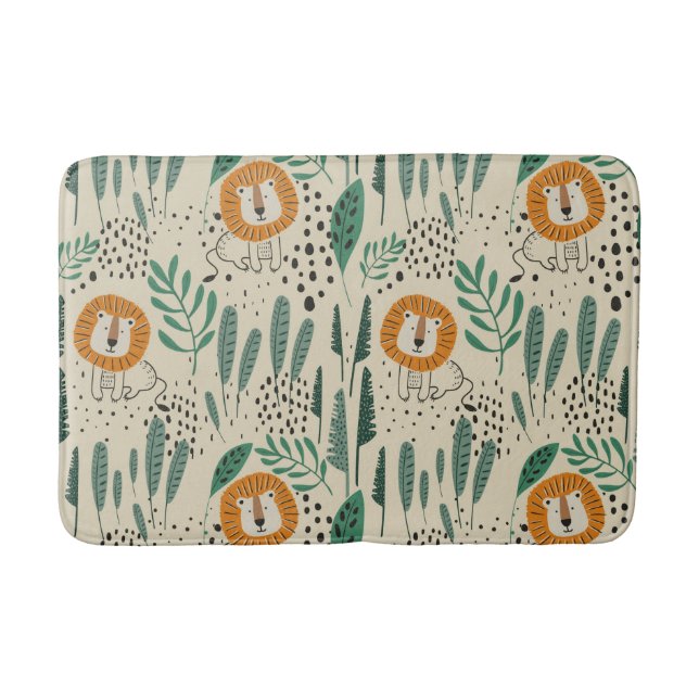 Niedlich Doodle Lion Jungle Regenwaldmuster Badematte (Vorderseite)