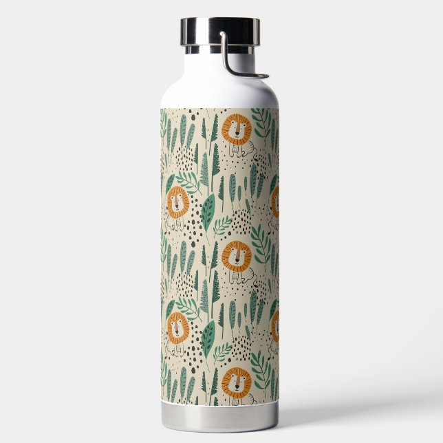 Niedlich Doodle Lion Jungle Regenwaldmuster Trinkflasche (links)