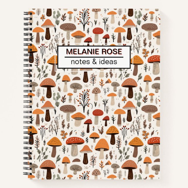 Niedlich Doodle Mushroom-Muster | SpiralNotebook Notizbuch (Vorderseite)