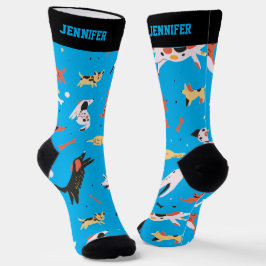 Niedlich Doodle Muster Retro Puppy Lover Socken