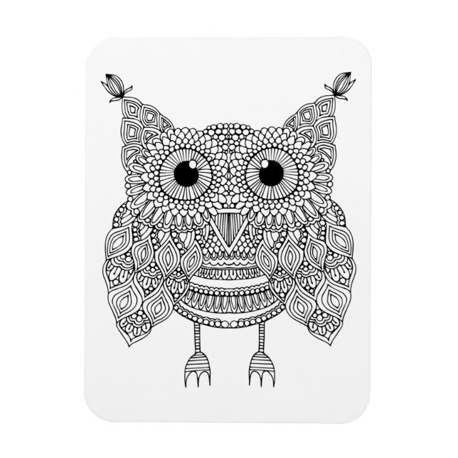 Niedlich Doodle Owl Magnet (Vertikal)