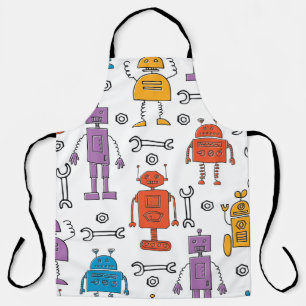 Niedlich doodle Roboter. Nahtloses Muster. Cartoon Schürze