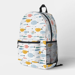 Niedlich Doodle School of Fish Pattern Bedruckter Rucksack