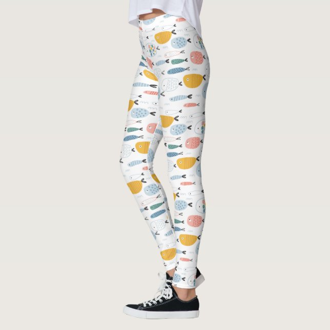 Niedlich Doodle School of Fish Pattern Leggings (Links)