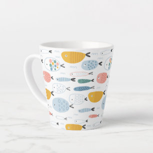 Niedlich Doodle School of Fish Pattern Milchtasse