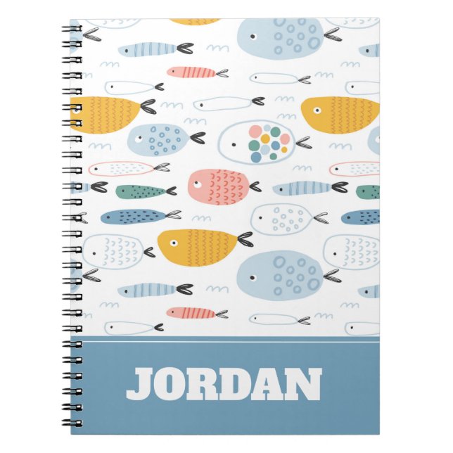 Niedlich Doodle School of Fish Pattern Notizblock (Vorderseite)