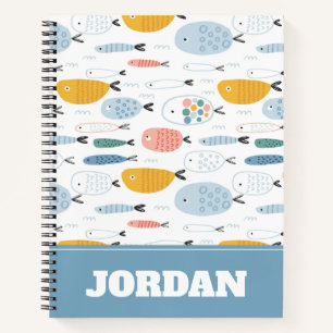 Niedlich Doodle School of Fish Pattern Notizbuch
