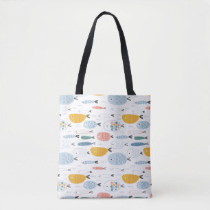 Niedlich Doodle School of Fish Pattern Tasche
