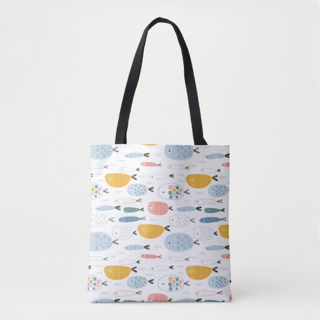 Niedlich Doodle School of Fish Pattern Tasche (Vorderseite)