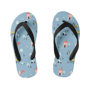 Niedlich Doodle Town Scene Muster Kinderbadesandalen
