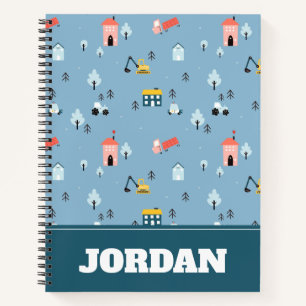 Niedlich Doodle Town Scene Muster Notizbuch
