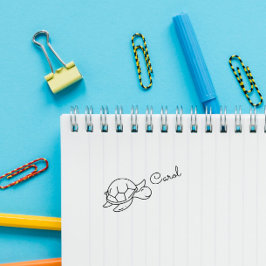 Niedlich Doodle Turtle Benutzerdefinierter Name Permastempel