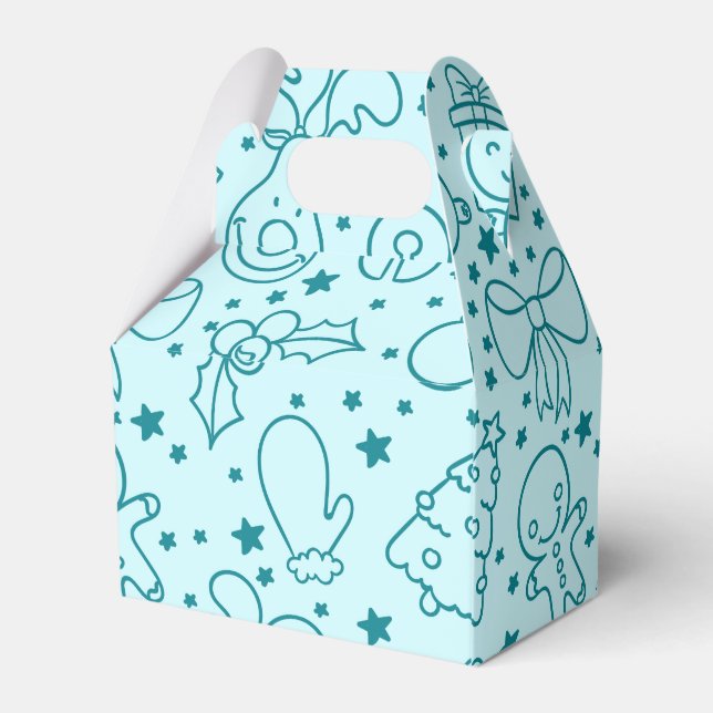 Niedlich Doodle Weihnachtsmuster Geschenkschachtel (Rückseite)
