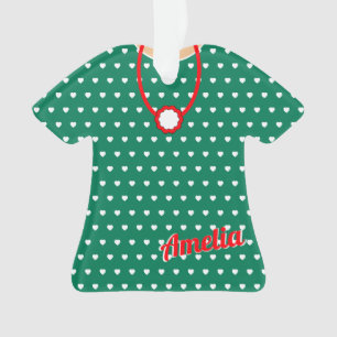 Niedlich dotted Red Green Christmas Doll Dress TSh Ornament