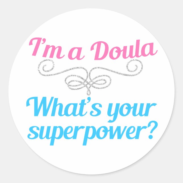 Niedlich Doula Superhero Runder Aufkleber (Vorderseite)