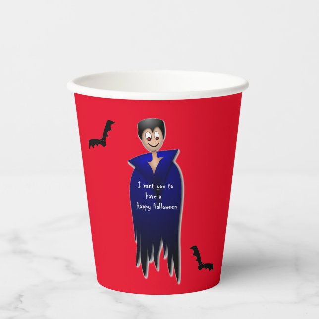 Niedlich Dracula Halloween Pappbecher (Vorderseite)