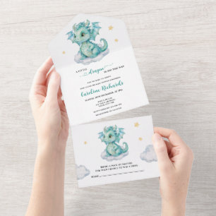 Niedlich Dragon Baby Dusche All In One Einladung