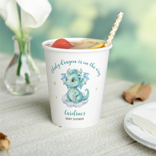 Niedlich Dragon Baby Dusche Pappbecher (In Situ)