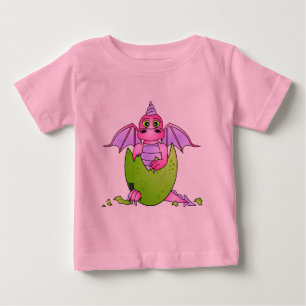 Niedlich Dragon Baby in Cracked Egg - Rosa / Lila T-shirt