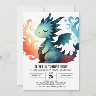 Niedlich Dragon Birthday Children Einladung