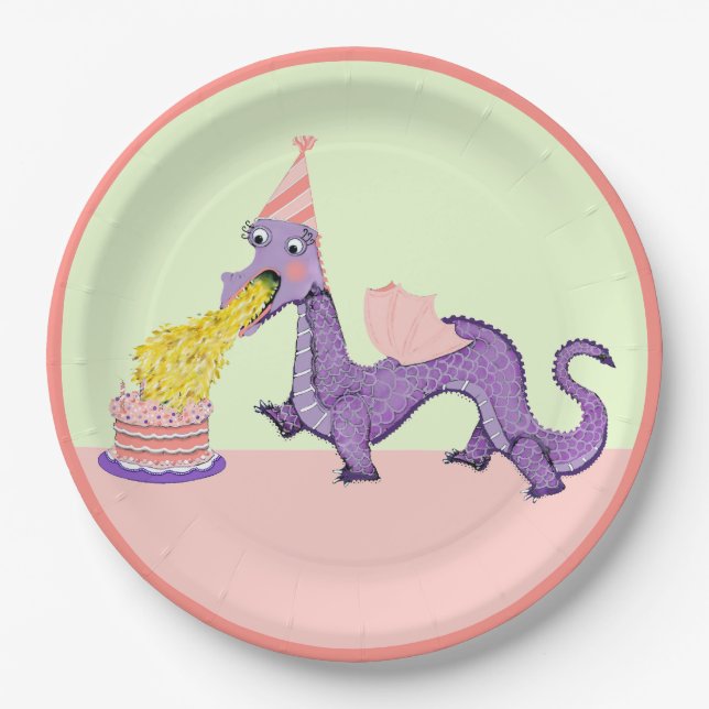 Niedlich Dragon Birthday Party Pappteller (Vorderseite)