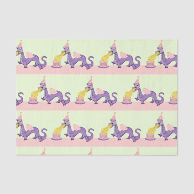 Niedlich Dragon Birthday Seidenpapier (Vorderseite)