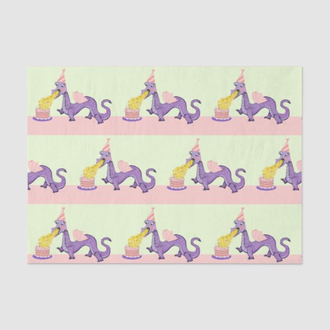 Niedlich Dragon Birthday Seidenpapier (Vorderseite)