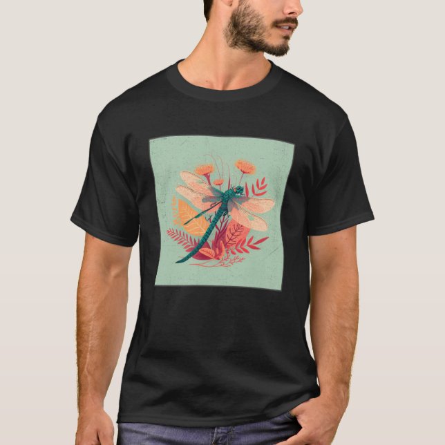 Niedlich Dragon Fly Illustation Ästhetische farbig T-Shirt (Vorderseite)