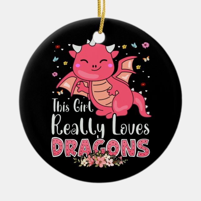 Niedlich Dragon Girl Lieben Dragons Wings Fantasy  Keramik Ornament (Vorne)