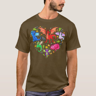 Niedlich Dragon Heart Valentinstag Funny Animals L T-Shirt