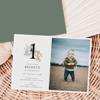 Niedlich Dragon Theme First Birthday Party Foto Einladung