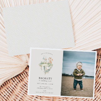 Niedlich Dragon Theme Geburtstagsparty Foto Einladung