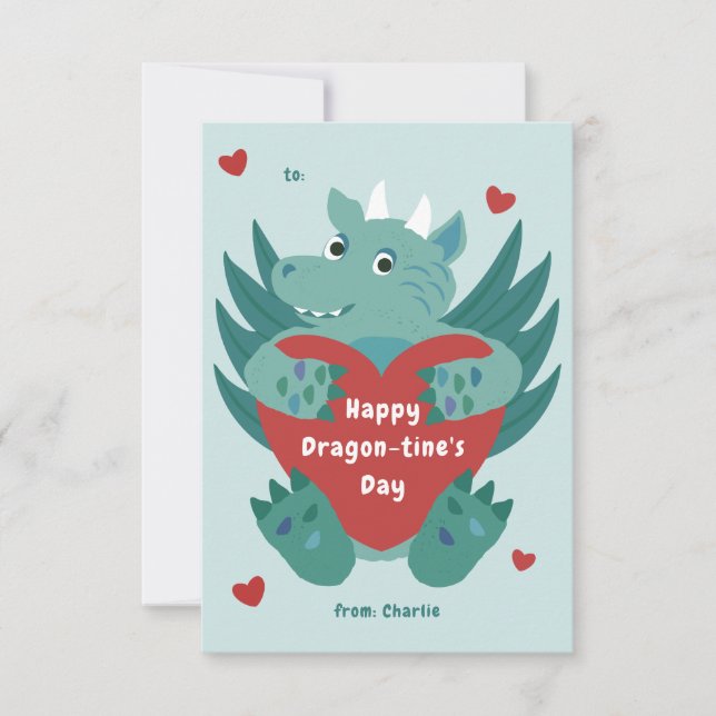 Niedlich Dragon Valentine Karte (Vorderseite)