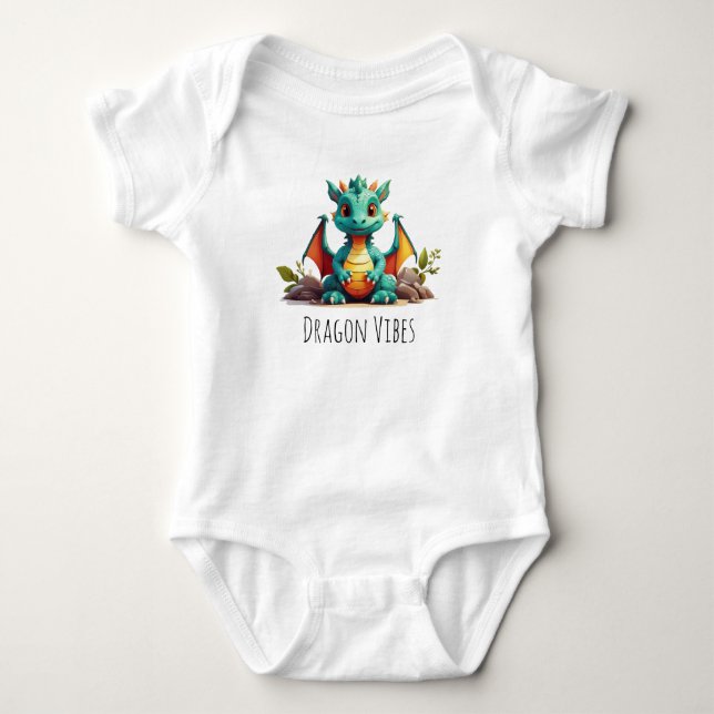 Niedlich Dragon Vibes Baby Dragon Bodysuit Baby Strampler (Vorderseite)