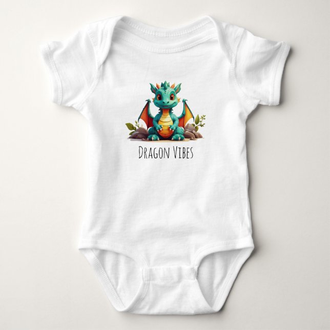 Niedlich Dragon Vibes Baby Dragon Bodysuit Strampler (Vorderseite)