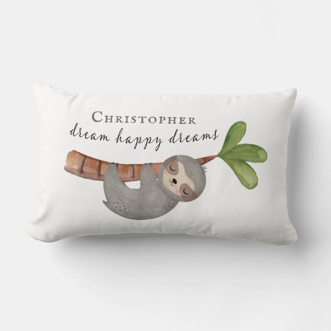 Niedlich Dream Happy Dreams Kids Slogram Monogram Lendenkissen (Vorderseite)