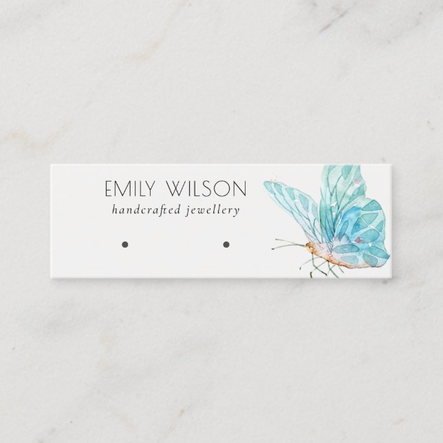Niedlich Dreamy Blue Aqua Butterfly Earring Displa Mini Visitenkarte (Vorderseite)