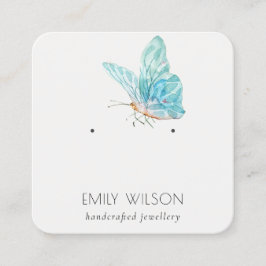 Niedlich Dreamy Blue Aqua Butterfly Earring Displa Quadratische Visitenkarte