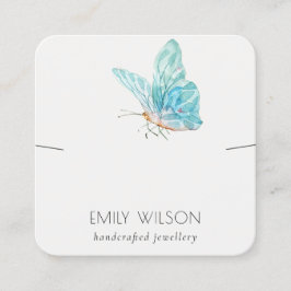 Niedlich Dreamy Blue Aqua Butterfly Earring Displa Quadratische Visitenkarte