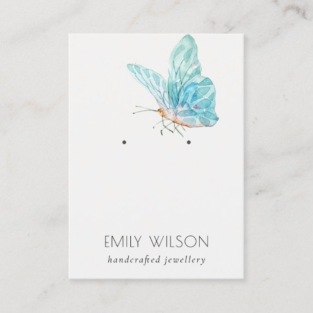 Niedlich Dreamy Blue Aqua Butterfly Earring Displa Visitenkarte (Vorderseite)