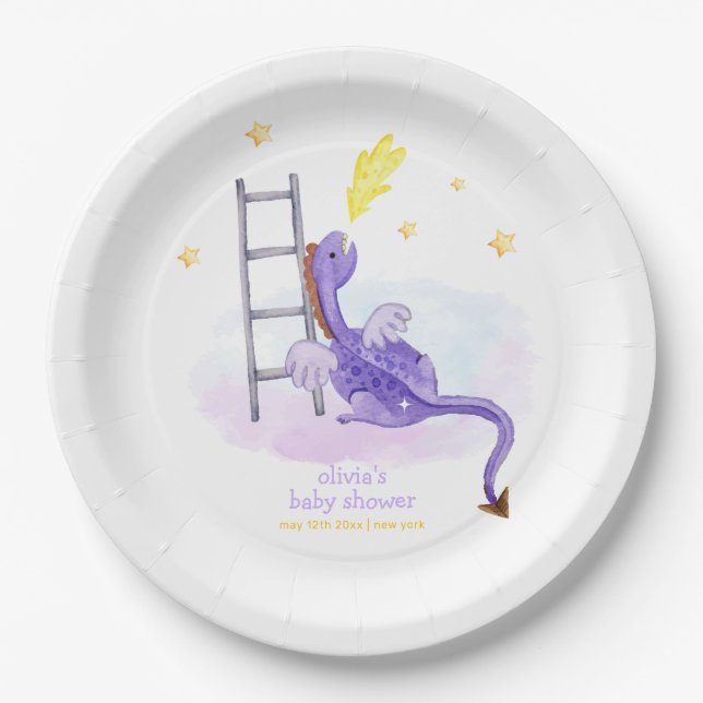 Niedlich Dreamy Märchenschauspielerin Dragon Stars Pappteller (Vorderseite)