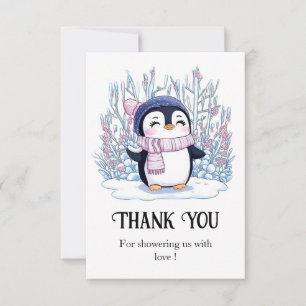 Niedlich Dreamy Pinguin Baby Dusche Dankeskarte