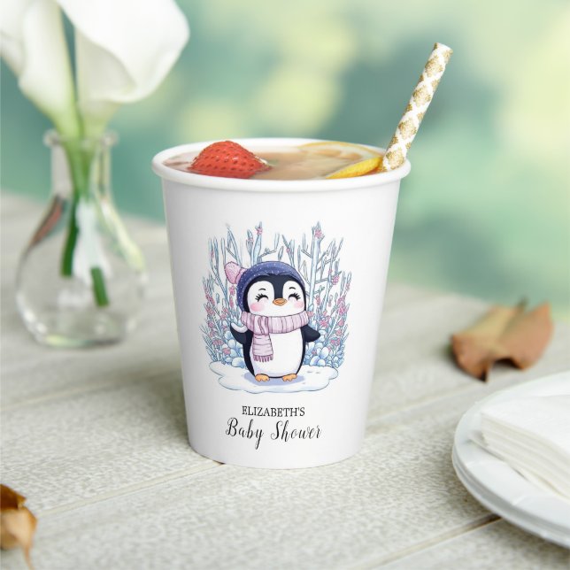 Niedlich Dreamy Pinguin Baby Dusche Pappbecher (In Situ)