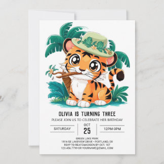 Niedlich Dreamy Tiger Digital Geburtstag Einladung