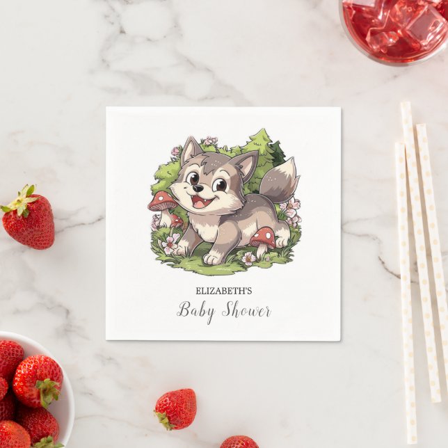 Niedlich Dreamy Wolf Baby Shower Serviette (Beispiel)