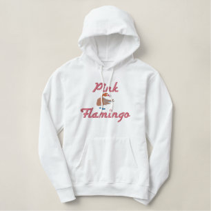 Niedlich drehender Kopf Flamingo rosa Flamingo Tex Bestickter Hoodie