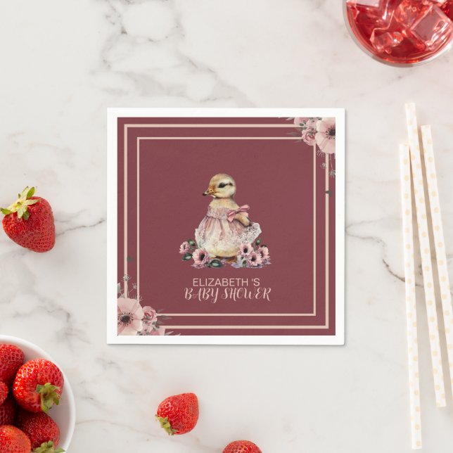 Niedlich Duck Baby Dusche Napkins | Personalisiert Serviette (Beispiel)