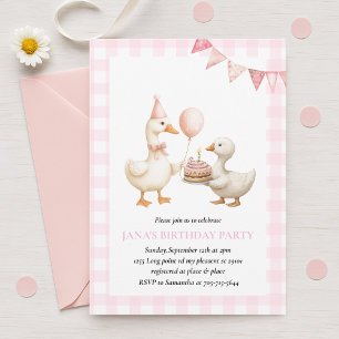 Niedlich Duck Birthday Party   Pink Gingham Farm T Einladung